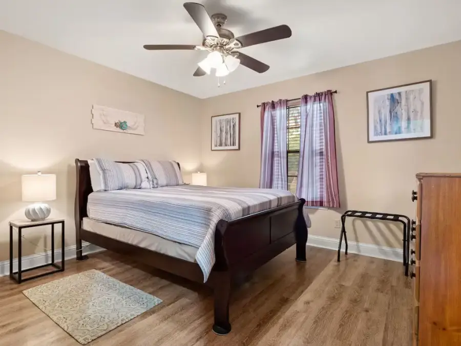 Bedroom 1 has a queen size bed